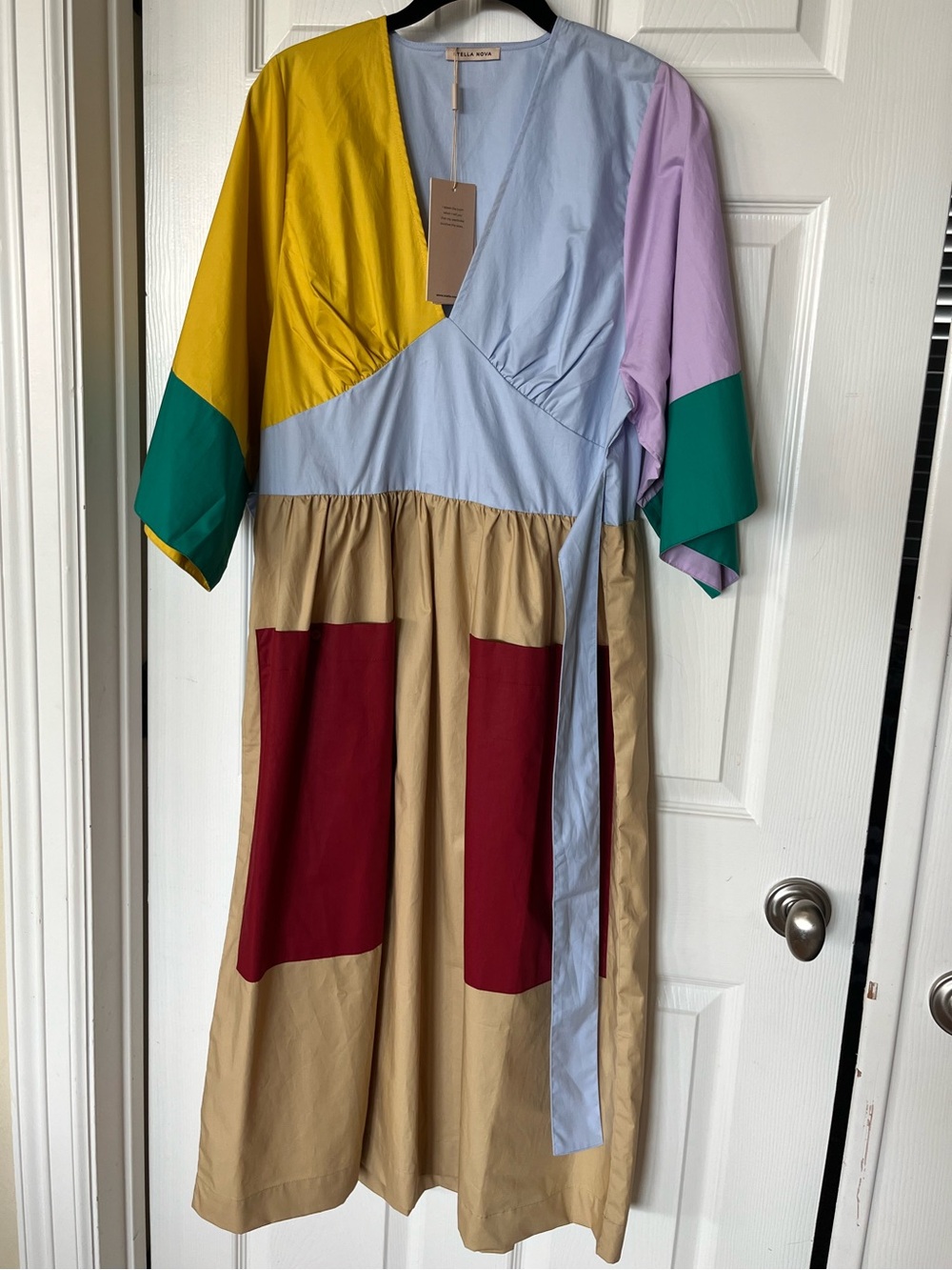 Stella Nova Celeste Colorblock Poplin Dress In Multicolor XS - Picture 7 of 7